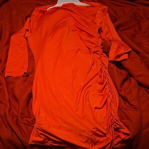 Shein Vibrant Red Side Ruched Dress